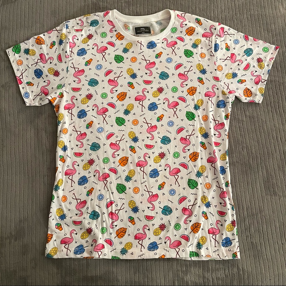 MTL Made To Live Pattern Party Shirt Flamingos